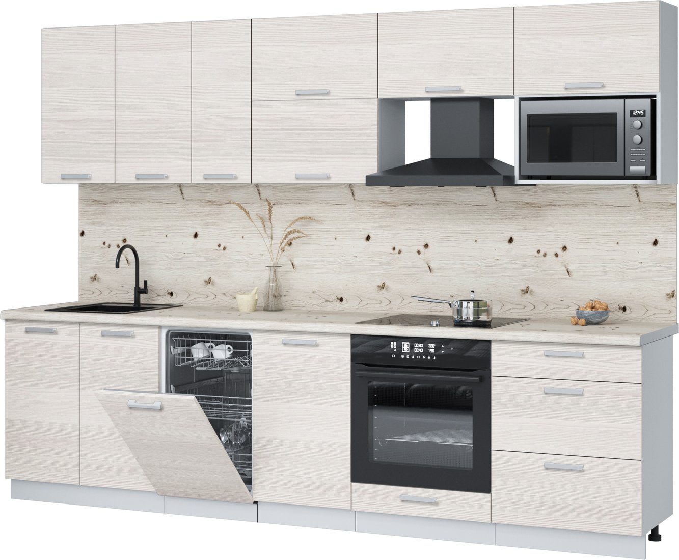 

Готовая кухня Интерлиния Мила Лайт 2.9-ПМ4 (вудлайн кремовый/вудлайн кремовый/бискайская сосна)