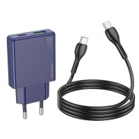 Сетевое зарядное Hoco N45 USB Type-C (титановый синий)