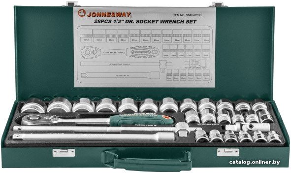 Набор трещотка с головками Jonnesway S04H4728S 28 предметов