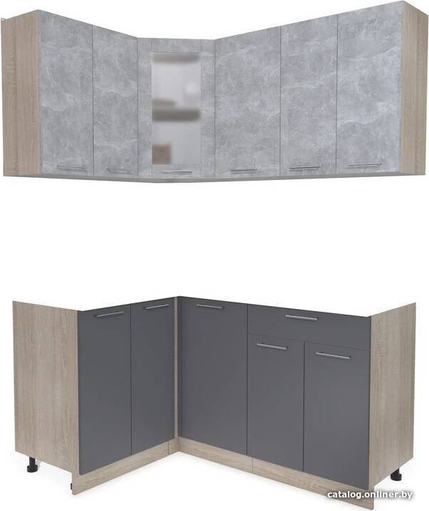 Готовая кухня Интерлиния Мила 12x16 без столешницы (бетон/антрацит)