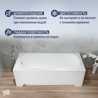 Ванна Lauter Sophia 160х70 21205160 (с каркасом, серым подголовником и белым лицевым экраном)