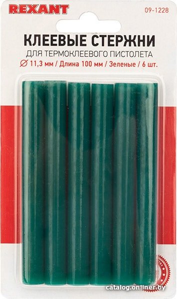 Клеевые стержни Rexant 09-1228 (6 шт, зеленый)