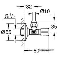 Запорная арматура Grohe Вентиль угловой 1/2"x3/8" 22037000