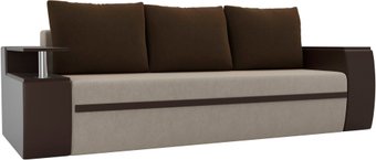 Лига диванов Майами 102993 (микровельвет/экокожа, бежевый/коричневый)