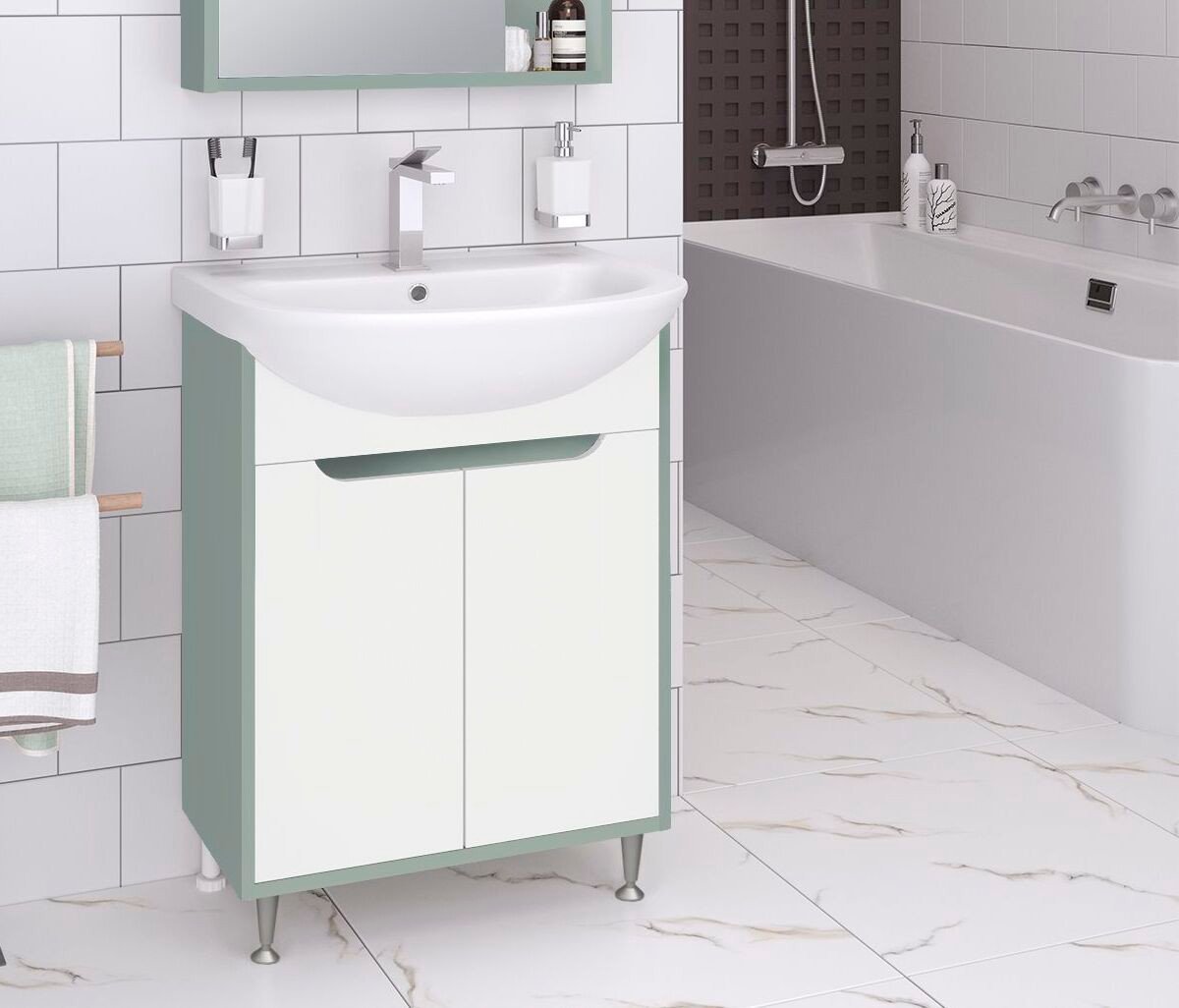 

Runo Тумба под умывальник Эконова 50 (бирюзовый/белый)