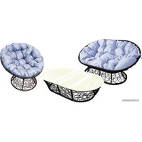 Набор садовой мебели M-Group Мамасан, Папасан и стол 12140409 (черный ротанг/серая подушка)