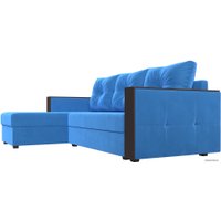 Угловой диван Лига диванов Валенсия Лайт левый (велюр, голубой)