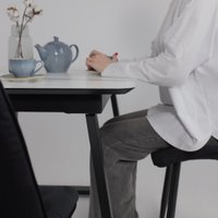 Кухонный стол Lepremo AV 1208 HPL+МДФ раздвижной 1200-1600x800 (мрамор белый/черный)