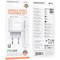Сетевое зарядное Borofone BA99A Lightning (белый)