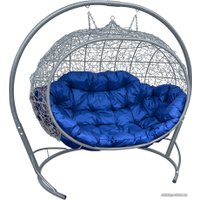 Подвесной диван M-Group Улей 11210310 (серый ротанг/синяя подушка)