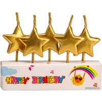 Набор свечей для торта Miland Золотые звездочки С-2542 (5 шт)