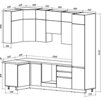 Готовая кухня ВерсоМебель Эко Премиум 1.2x2.7 левая (белый фасадный/ст. тунис)