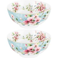 Набор салатников Elan Gallery Яблоневый цвет на голубом New Bone China 420785