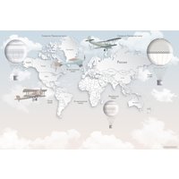 Фотообои ФабрикаФресок Детская карта светлая с воздушными шарами 334265 (400x265) в Витебске