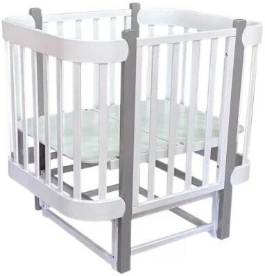 

Классическая детская кроватка Антел Solnyshko 3 в 1 колеса + продольный маятник (белый/серый)