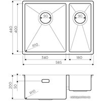 Кухонная мойка Omoikiri Taki 58-2-U/IF IN-R