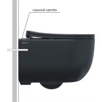 Унитаз подвесной Berges Wasserhaus Ventas Black Rimless + Visam Slim 525 EX-043324 (с сиденьем)