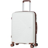 Чемодан-спиннер L'Case Lyon 66 см (белоснежный/кофе)