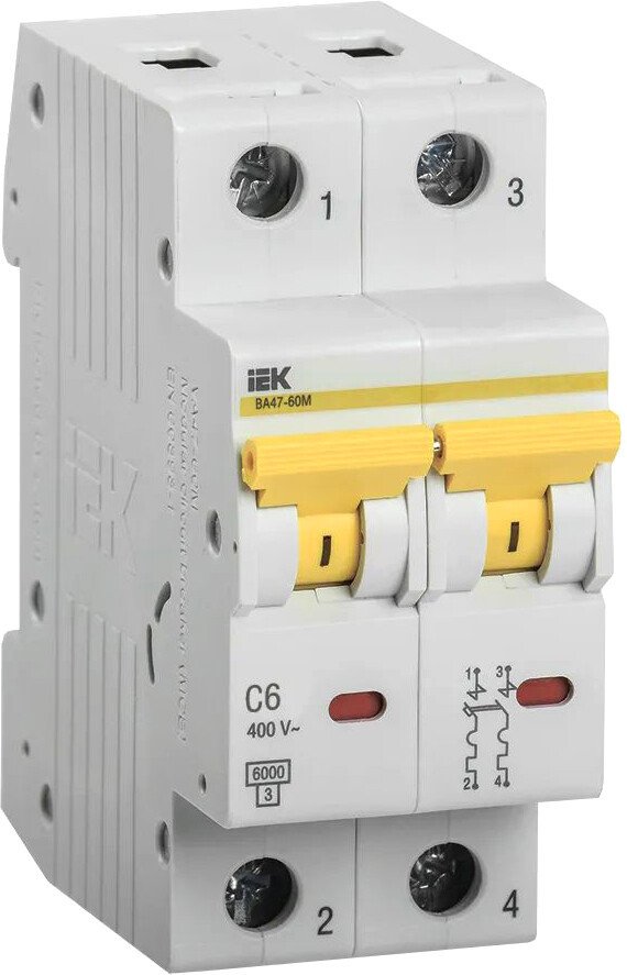 

Выключатель автоматический IEK ВА 47-60M 2п 6А C 6кА MVA31-2-006-C