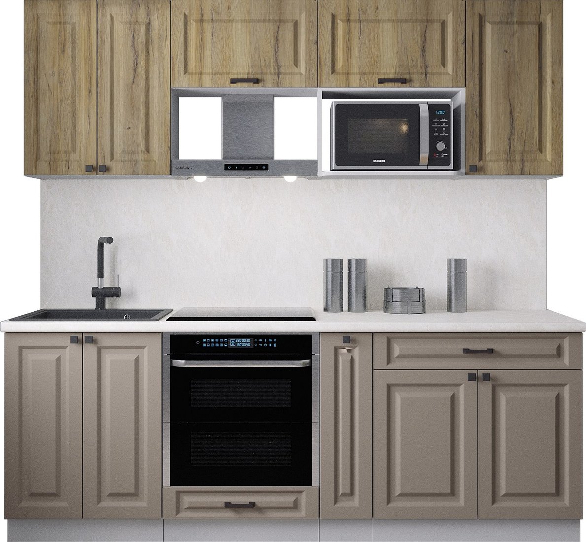 

Готовая кухня Интерлиния Мила Деко 2.2 (луна/дуб вотан/опал светлый)