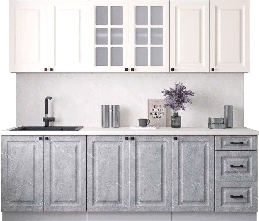 

Готовая кухня Интерлиния Мила Деко 2.4А (керамика/белый/опал светлый)