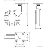 Колесо мебельное GTV GIRA д.75 мм (серое + хром без тормоза)