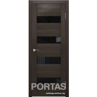 Межкомнатная дверь Portas S23 80x200 (орех шоколад, стекло lacobel черный лак)