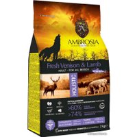 Сухой корм для собак Ambrosia Adult All Breeds Fresh Venison & Lamb (для всех пород с олениной и ягненком) 2 кг