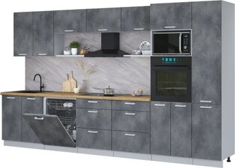 Готовая кухня Интерлиния Мила Лайт 3.6-ПМ1 (бетон портленд/бетон портленд/дуб бунратти)