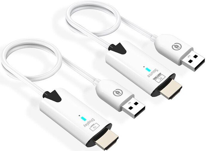 Удлинитель USBTOP HDMI по Wi-Fi до 30 метров, активный, FullHD 1080p (комплект, белый)