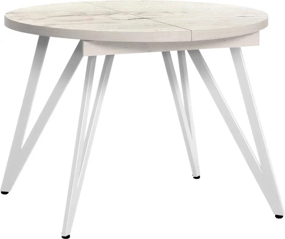 

Кухонный стол Millwood Женева 3 Л раздвижной D100-140x100x76 (дуб белый Craft/металл белый)