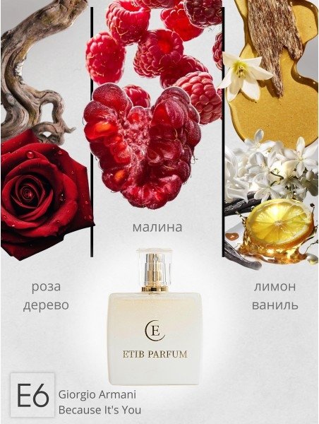 

Туалетная вода ETIB Parfum аналоговый парфюм Giorgio Armani Because It's You E6 EdP (30 мл)
