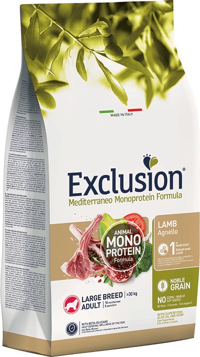 

Сухой корм для собак Exclusion Monoprotein Lamb Noble Grain крупных пород с ягненком NGALL12 (12кг)