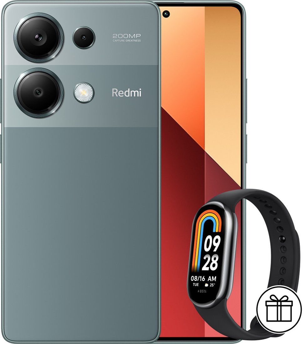 Телефон Xiaomi Redmi Note 13 Pro 4G 12GB/512GB с NFC международная версия (зеленый лес) и Xiaomi Smart Band 8 (серый) по акции