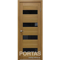 Межкомнатная дверь Portas S23 60x200 (орех карамель, стекло lacobel черный лак)