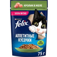 Пресервы Felix Аппетитные кусочки Кролик в желе 75 г (26 шт)