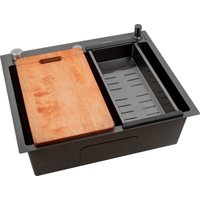 Кухонная мойка Futur FK 5550 Eco Embossing Pop-up Board plus (Black Nano)