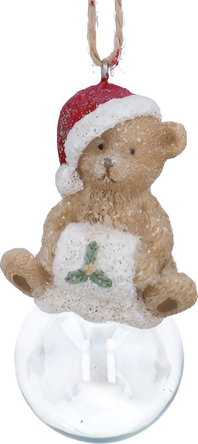 

Елочная игрушка Gisela Graham Nostalgia Мишка на стеклянном шаре 10622