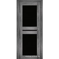 Межкомнатная дверь Юни Амати 19 (ч) 60x200 (дуб шале-графит/черное стекло)