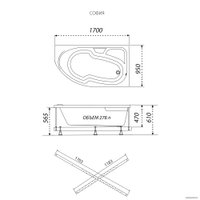 Ванна Triton София 170х95 левая (с каркасом)