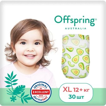 Подгузники Offspring XL 12+ кг Авокадо OF01XL30AVO (30 шт)