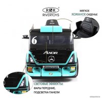 Электромобиль RiverToys Mercedes-Benz Axor с прицепом H777HH (голубой)