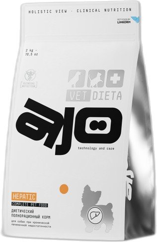 

Сухой корм для собак AJO Vet Dieta Hepatic при хронической печеночной недостаточности 0.8 кг
