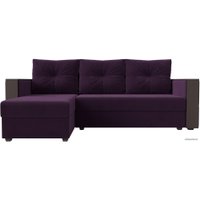 Угловой диван Лига диванов Валенсия Лайт левый (велюр, фиолетовый)