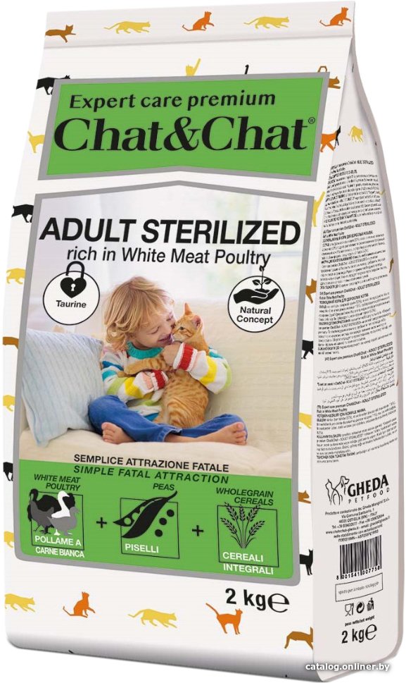 Сухой корм для кошек Chat&Chat Expert Adult Sterilized Rich White Meat Poulty (с белым мясом птицы) 2 кг