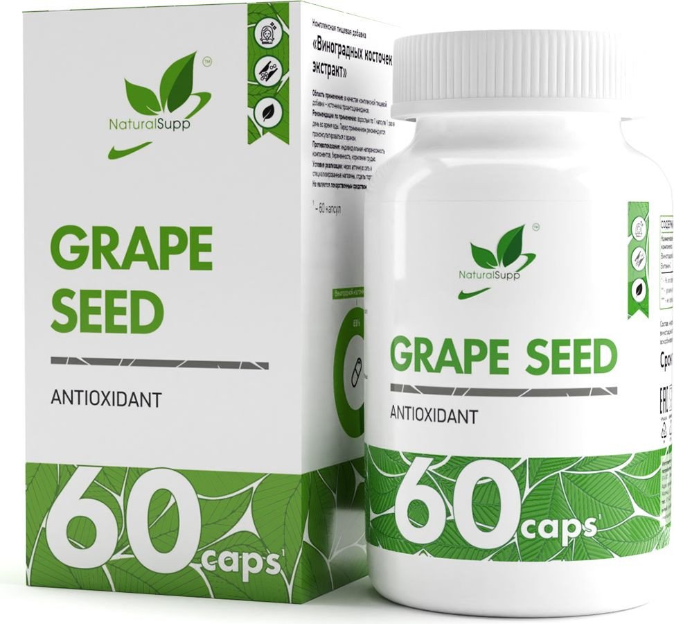 

Витамины, минералы NaturalSupp Виноградных косточек экстракт (Grape seed extract), 60 капсул