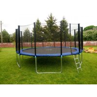 Батут Atlas Sport 490 см - 16ft Pro (с лестницей, внешняя сетка, синий)