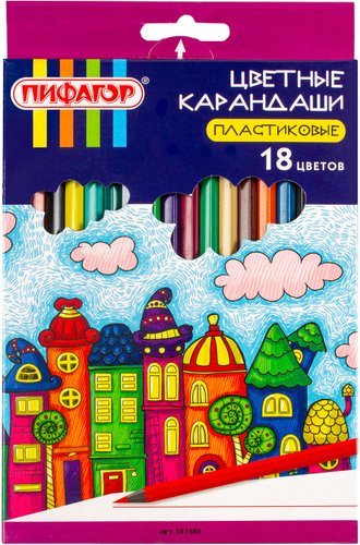 Набор цветных карандашей Пифагор Сказочный Город 181584 (18шт)