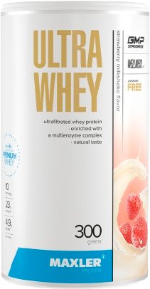 Протеин сывороточный (концентрат) Maxler Ultra Whey (клубничный милкшейк, 300г)