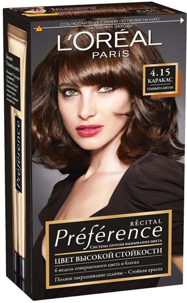 

Крем-краска для волос L'Oreal Recital Preference 4.15 Каракас Темный каштан